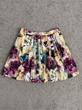 Ark & Co Pleated Skirt Floral Watercolor Womens L